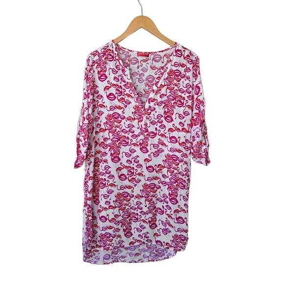 Josie Natori Flamingo Print Flamenco Sleepshirt Size Large - Picture 6 of 8